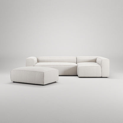 Decotique Grand 4-Seater Sofa Divan Open End With Footstool Right Steam/ White