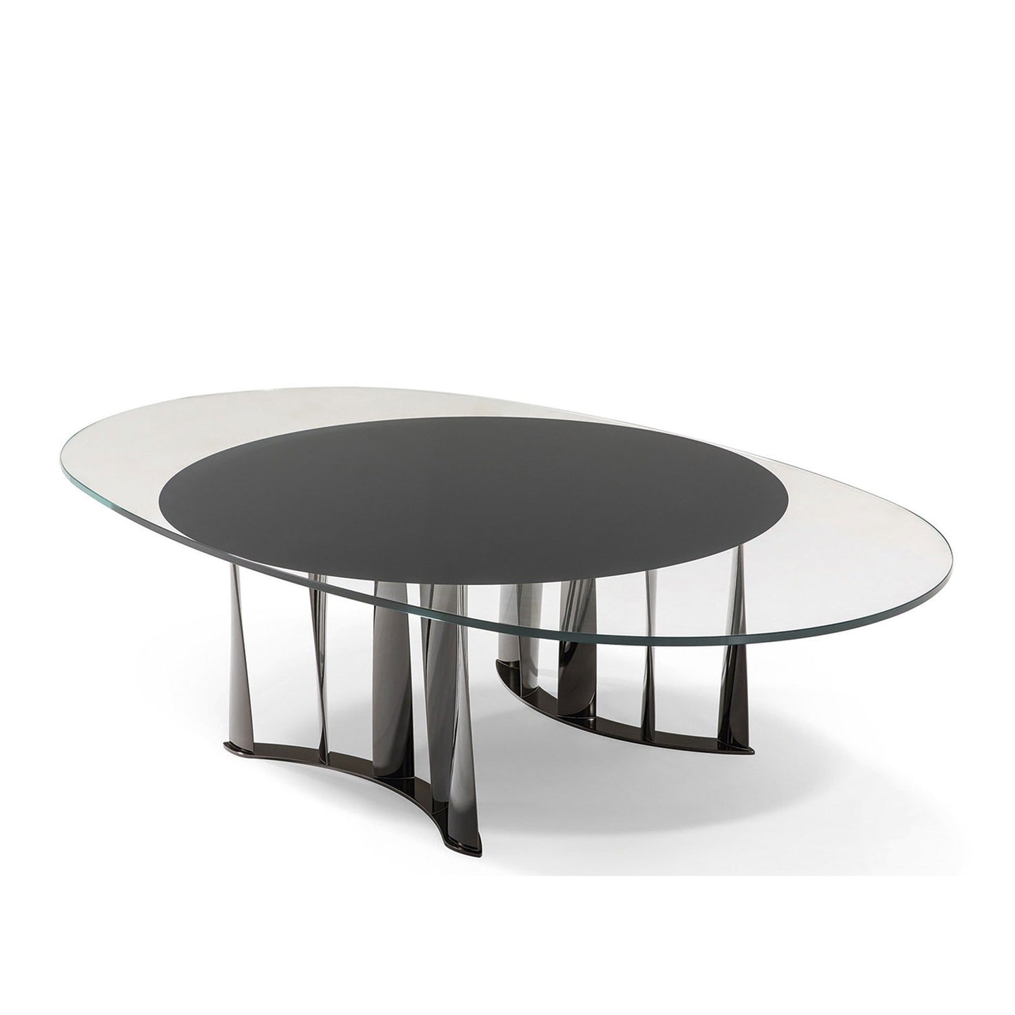 Boboli - Oval Glass Top Coffee Table with Semicircular Base