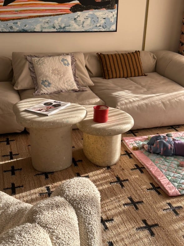 Marine coffee table, 50 cm, faded white