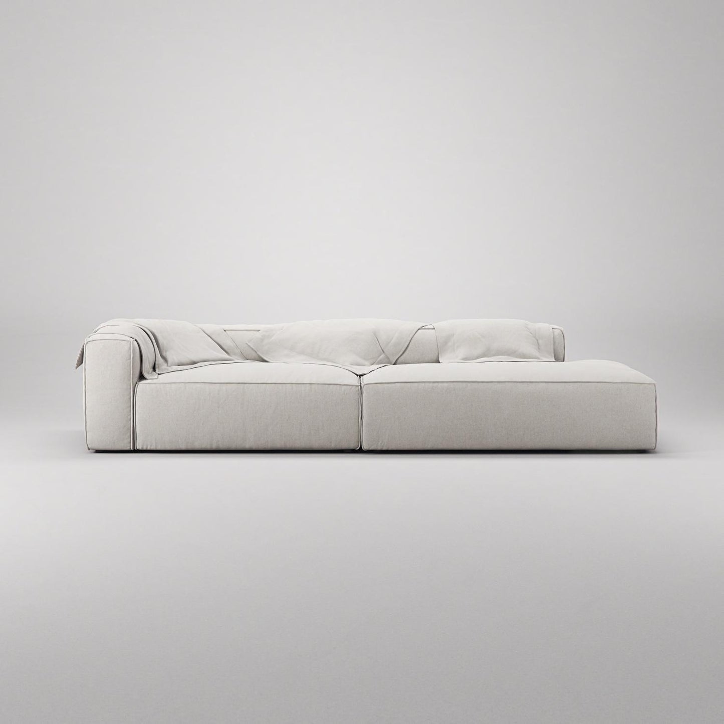 Decotique Grand 3-Seater Sofa Open End Right Moonwhite