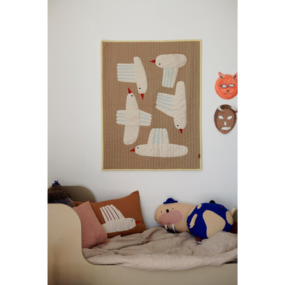 Ferm Living Bird Quilted Pillow Rectangular Sugar Kelp