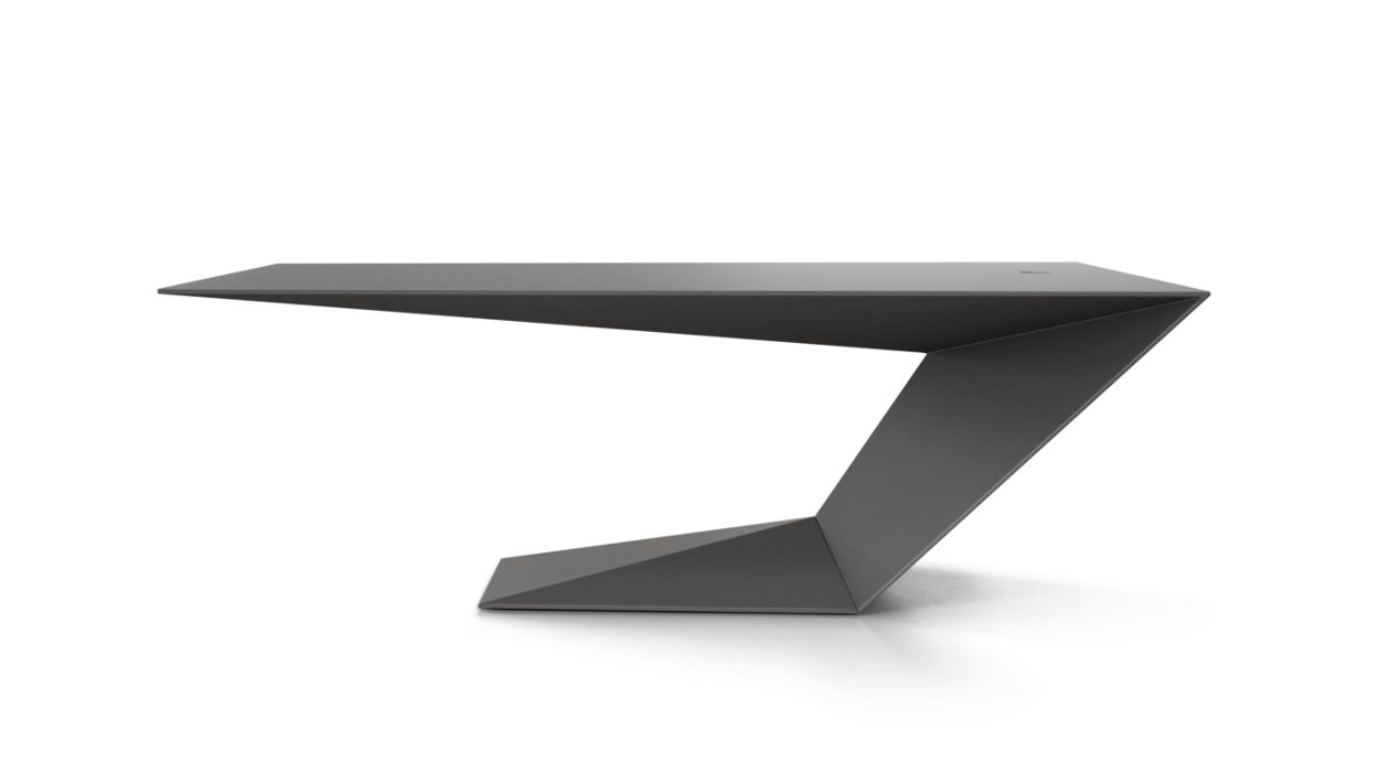 Furtif Large Desk by Roche Bobois #Matte / Tenax lacquer/Dark grey