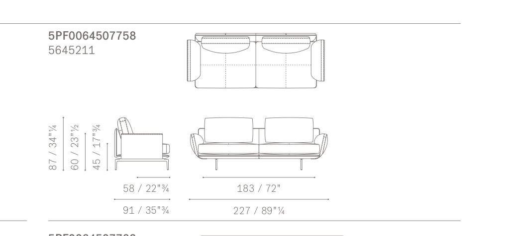 GET BACK 2 Seater Medium Arm Dimensions