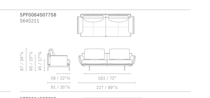 GET BACK 2 Seater Medium Arm Dimensions