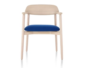 CROSSHATCH - Wooden and fabric chair with armrests by Herman Miller