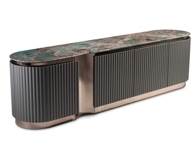 LEONARDO - Steel and wood sideboard with doors by Visionnaire