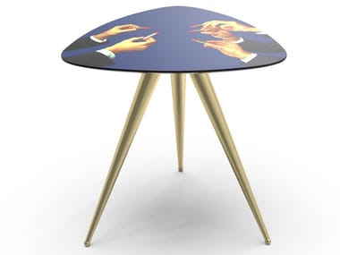 LIPSTICKS - Triangular coffee table with MDF top and metal legs