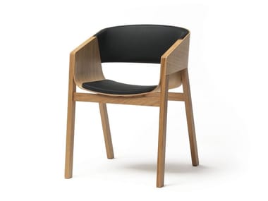 MERANO 324 400 - Upholstered solid wood chair with armrests by TON