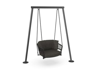 MOON ALU - Hanging fabric garden armchair with armrests by Talenti