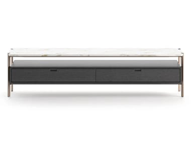 EROS LOW SIDEBOARD - Wooden sideboard with marble top by Misuraemme