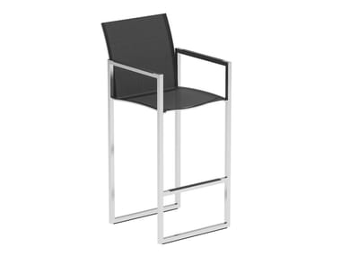 NINIX - Stainless steel garden stool with armrests with footrest by Royal Botania