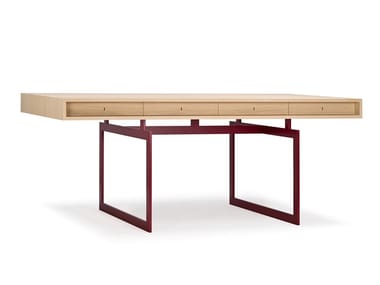 OFFICE DESK - Aluminium and wood writing desk with drawers by Karakter
