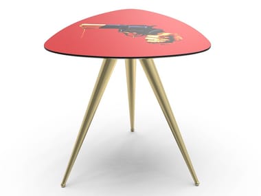 REVOLVER - Triangular coffee table with MDF top and metal legs