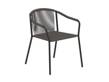 SAMBA - Stackable Olefin fiber garden chair with armrests by Royal Botania
