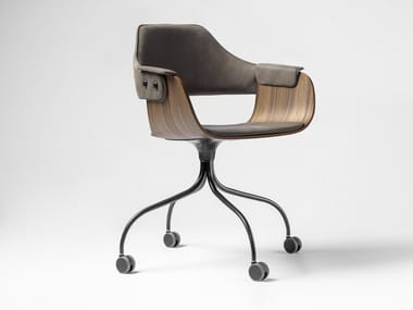 SHOWTIME - Swivel upholstered chair with castors by BD Barcelona Design