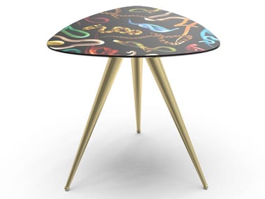 SNAKES - Triangular coffee table with MDF top and metal legs