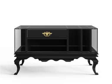TOWER - Rectangular wood and glass bedside table with drawers by Boca do Lobo