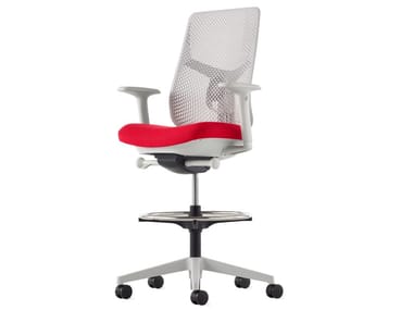 VERUS - Height-adjustable resin office stool with footrest by Herman Miller