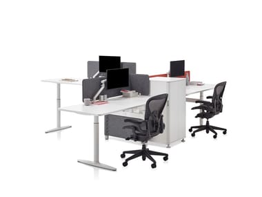 ATLAS OFFICE LANDSCAPE - Height-adjustable sectional office desk with shelves by Herman Miller