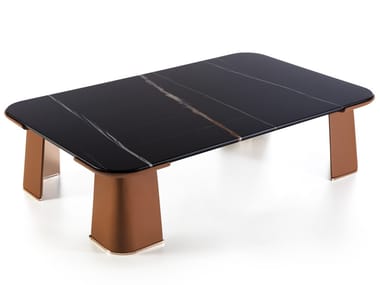 BALANCE - Rectangular marble coffee table by Longhi
