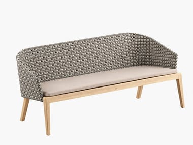 CALYPSO - 3 seater synthetic fibre and teak garden sofa by Royal Botania