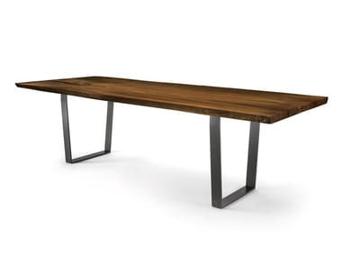 D.T. TABLE PLANK - Rectangular dining table with solid wood top and iron base by Riva 1920