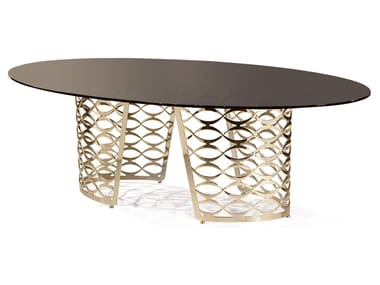 ISIDORO - Oval marble table by Cantori