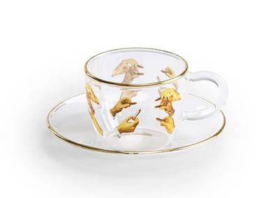 LIPSTICKS - Borosilicate glass espresso cup with saucer