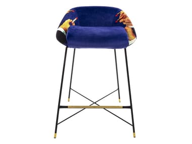 LIPSTICKS - High fabric stool with back