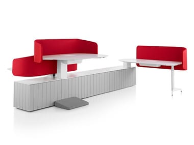 LOCALE - Height-adjustable sectional office desk with shelves by Herman Miller
