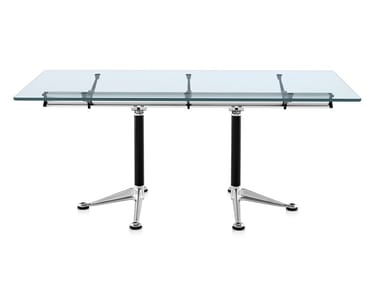 BURDICK - Glass and aluminium office desk / meeting table by Herman Miller