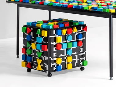 REMIX VOL. 6 OFFICE GAME - Wooden office drawer unit with castors by BD Barcelona Design