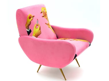 LIPSTICK PINK - Fabric armchair with armrests