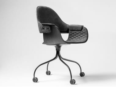 SHOWTIME NUDE - Upholstered chair with castors by BD Barcelona Design