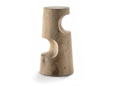 SLALOM HIGH - High solid cedar wood stool with footrest by Riva 1920