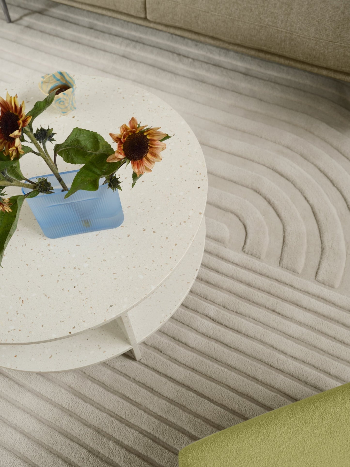 Halves coffee table, off-white terrazzo