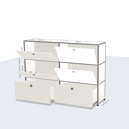 2x3 Module Sideboard (Top 4 Drop-Down Doors & Bottom 2 Drawers) [W(750+750)XD350XH(350+350+350)]