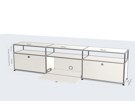 [In Stock] 3x2 Module Sideboard (Lower 3 Doors & 1-1-1 Panel) [W(750+750+750)XD350XH(350+175)] (Center Lower Perforated)