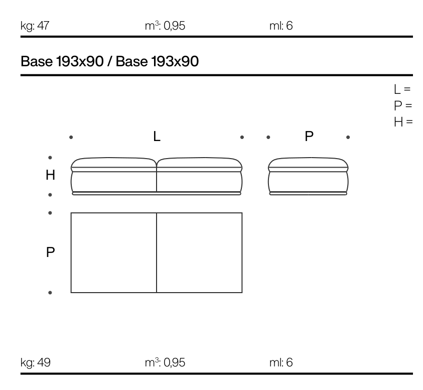 LAND Base 193×90 (W193×D90×H42)