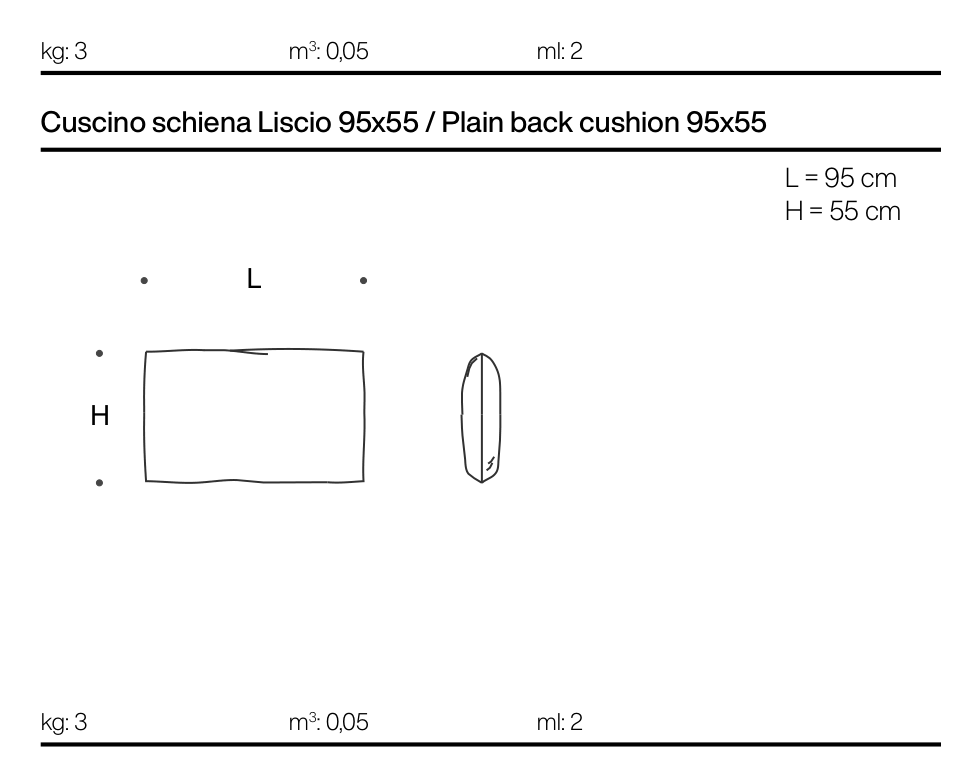 LAND Plain Cushion 95×55