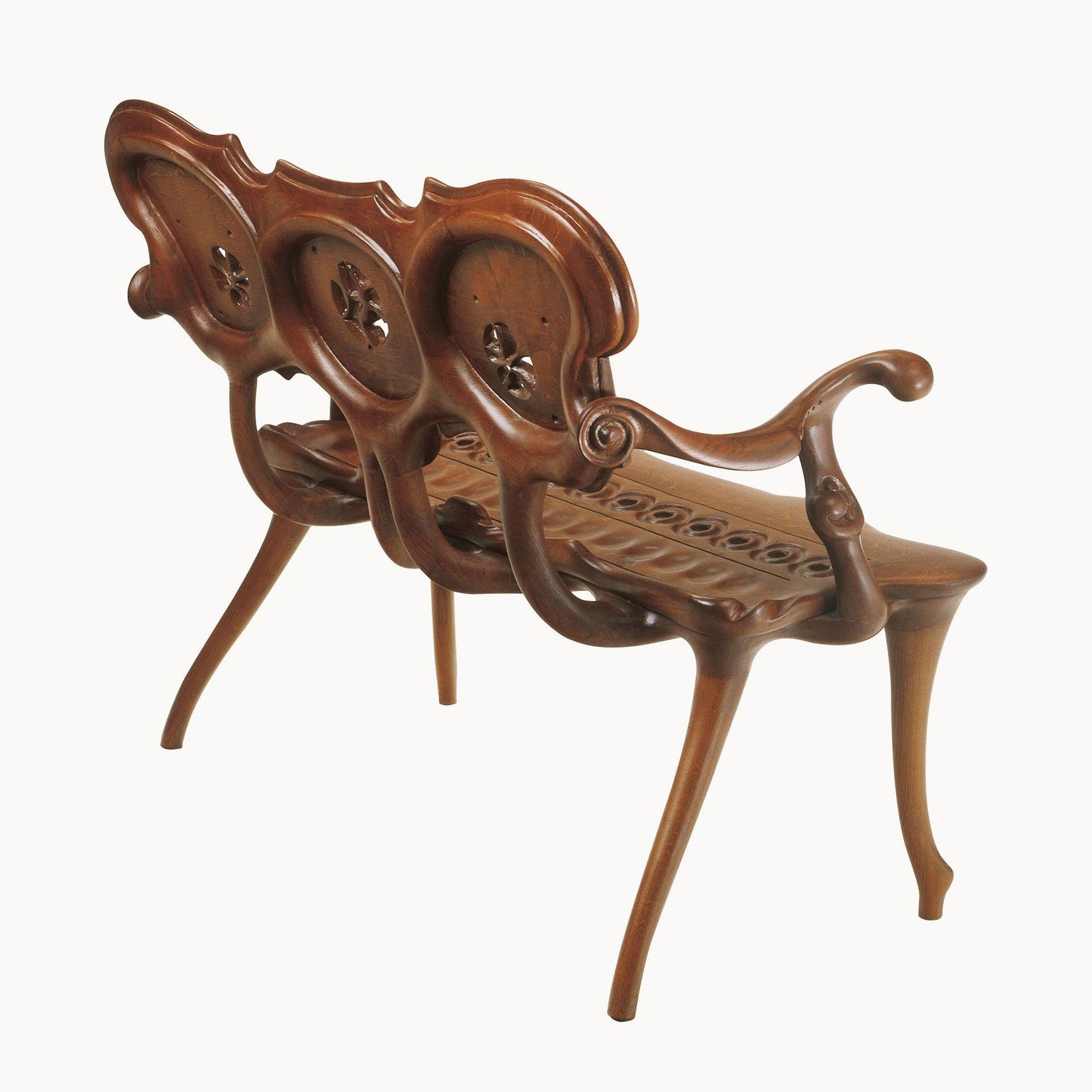 Solid Wood Bench With Back CALVET by Bd Barcelona Design