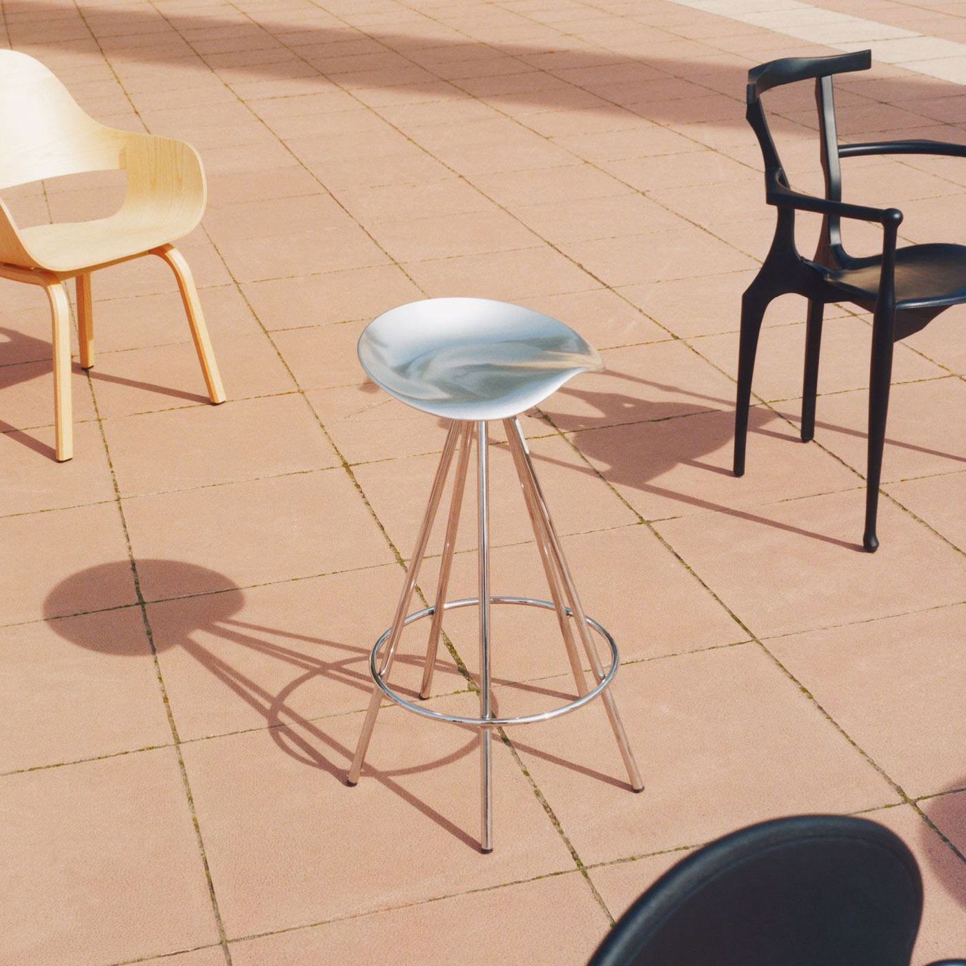 Counter Stool With Footrest Jamaica by Bd Barcelona Design #CHROMED STEEL / Aluminium seat