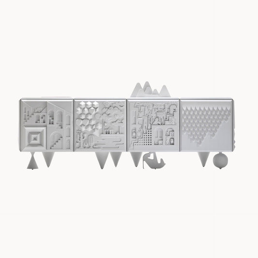 MDF Cabinet/sideboard with doors TOUT VA BIEN 4A by Bd Barcelona Design #Greyshi White