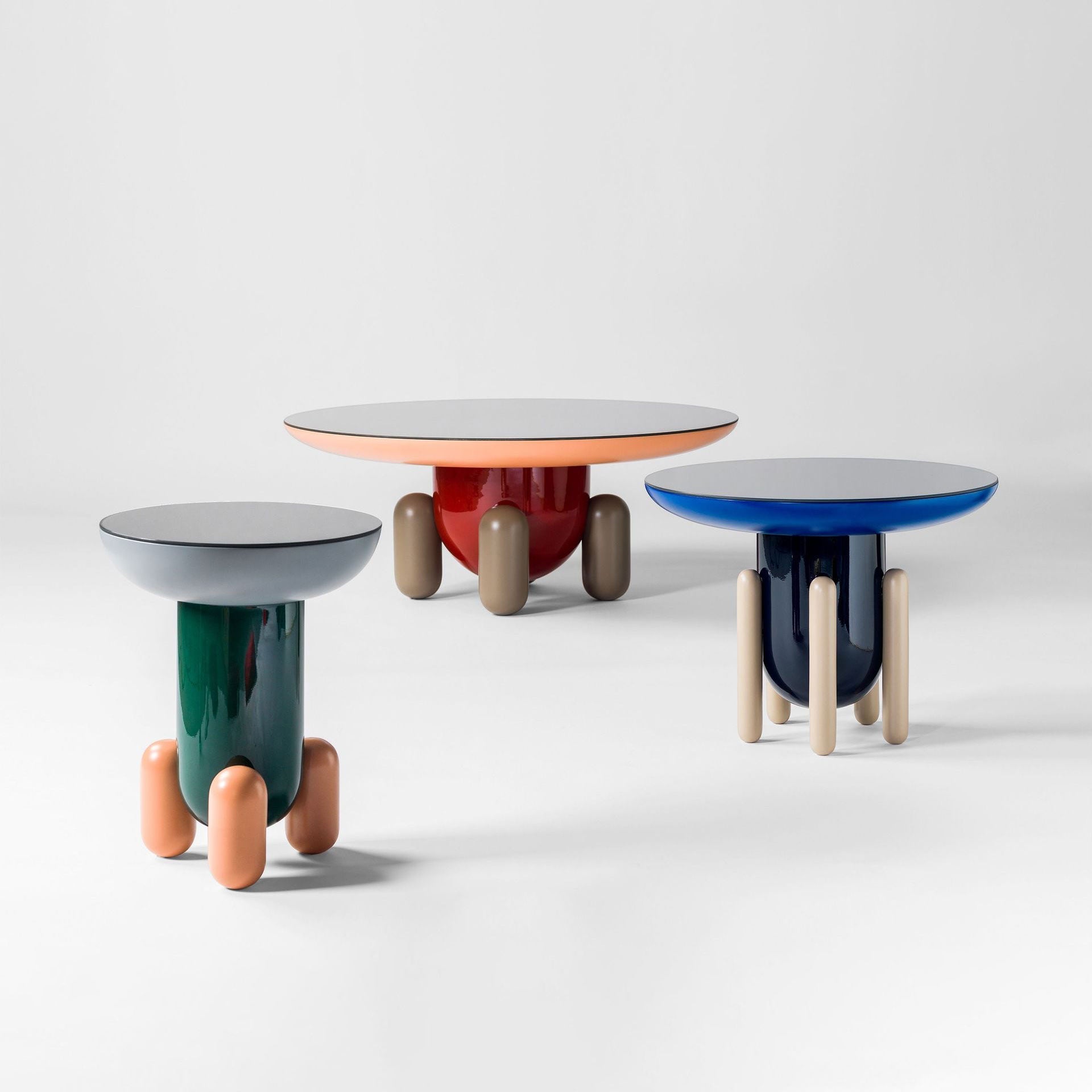 Round glass-fibre side table Explorer 2 by Bd Barcelona Design #Multicolor Dark Blue - V1