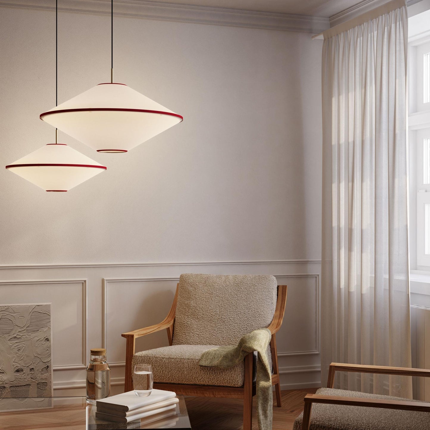Edgeform Tafta Pendant Ø65 Red/Off-White