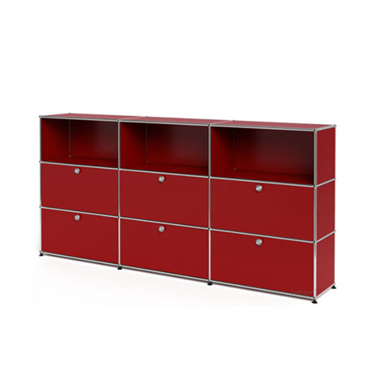 3x3 Modular Metal Highboard with 6 bottom doors & 4-3-3 pannels [W(750+750+750)XD350XH(350+350+350)] by Usm #USM Ruby Red