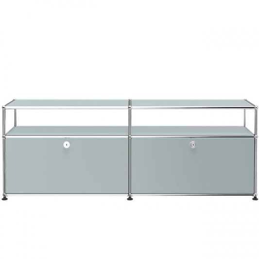 2x2 Modular Metal Sideboard with 2 bottom doors & 1-1 pannel [W(750+750)XD350XH(350+175)] by Usm #USM Matte Silver