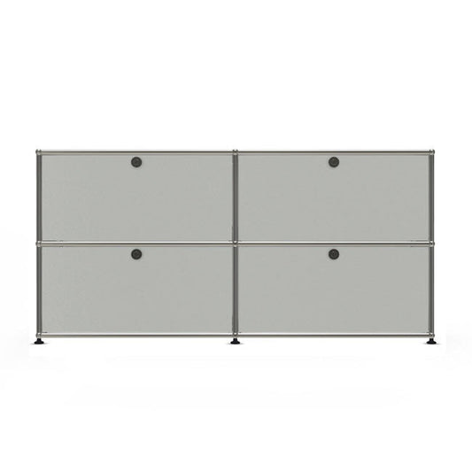 2x2 Modular Metal Sideboard with 4 doors [W(750+750)XD350XH(350+350)] by Usm #Light Gray [RAL 7035]