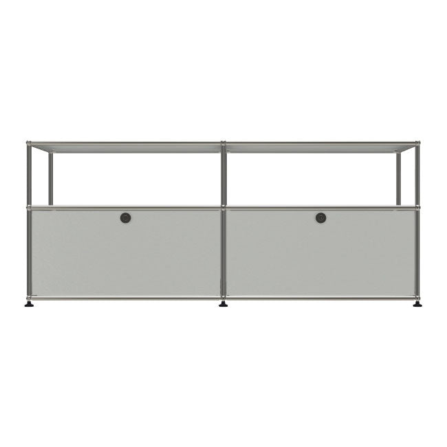 2x2 Modular Metal Sideboard with 2 bottom doors & 1-1 pannel [W(750+750)XD350XH(350+250)] by Usm #Light Gray [RAL 7035]