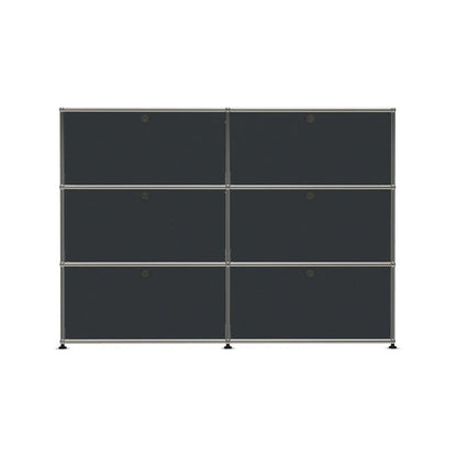 2x3 Modular Metal Sideboard with 6 doors [W(750+750)XD350XH(350+350+350)] by Usm #Anthracite [RAL 7016]
